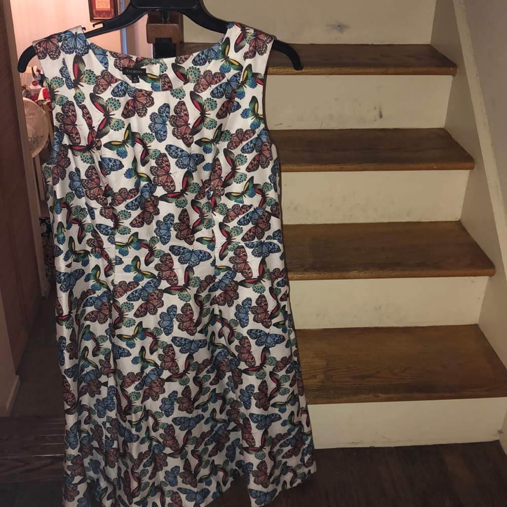 Talbots white dress with butterflies